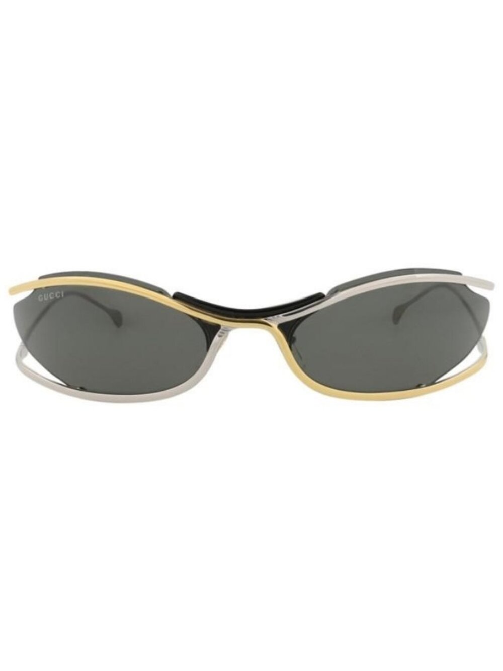 New Gucci Mens Shield/Wrap Gold Gold Grey Fashion Designer Sunglasses